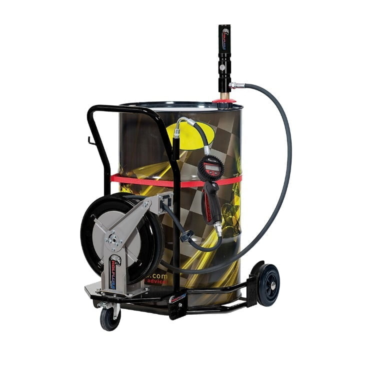 Oil Kit For 55 gal Drum with 5:1 pump, Digital Control Handle, 3 Wheels Trolley and 30' Hose Reel