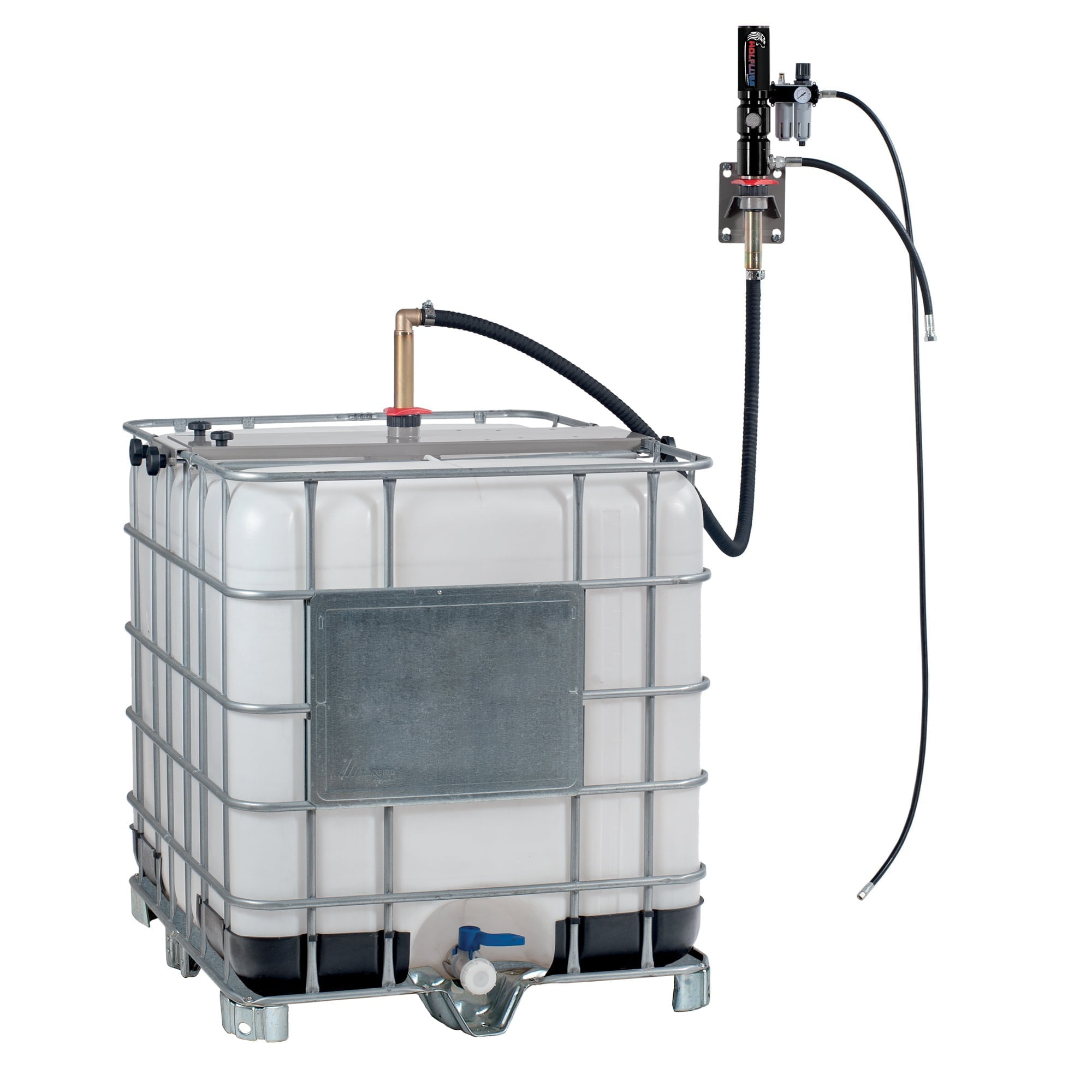 TOTE/IBC Kit, Wall Mounted, with 3:1 double acting high flow stub pump and downtube