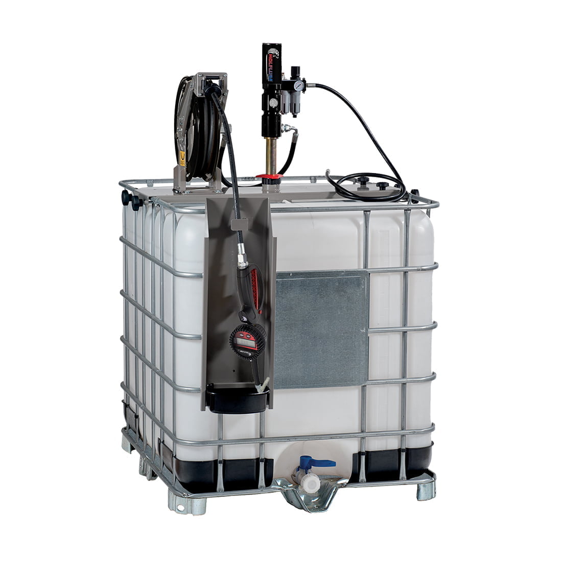 TOTE/IBC Kit, Tote Mounted, with 5:1 tote pump, 30' hose reel and digital control handle.