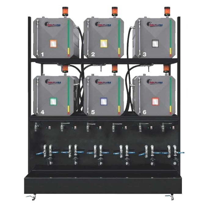 Oil Rack Storage System - Standard - 6 Tanks - in Metal