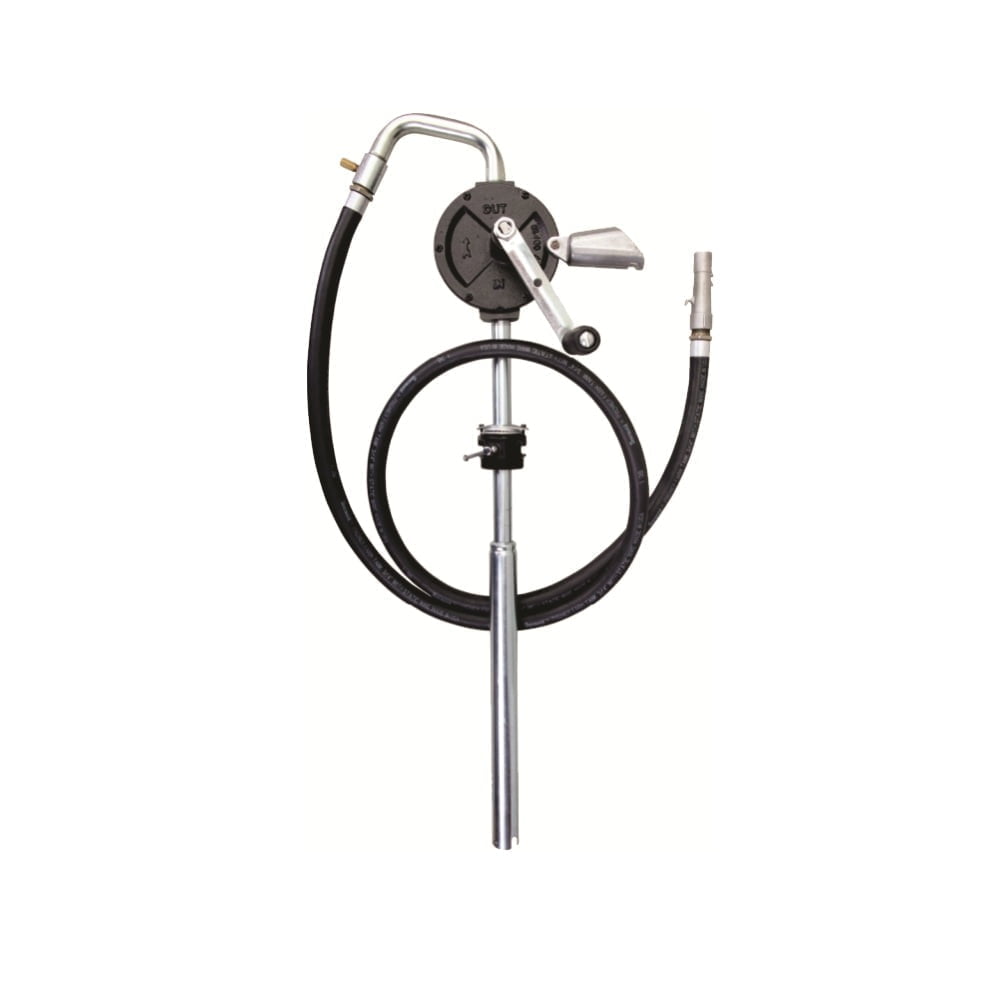 Manual Fuel Pump - Indstrial Rotary with Hose - For 15 to 55 gal Drum - Free Flow Rate 10 gpm