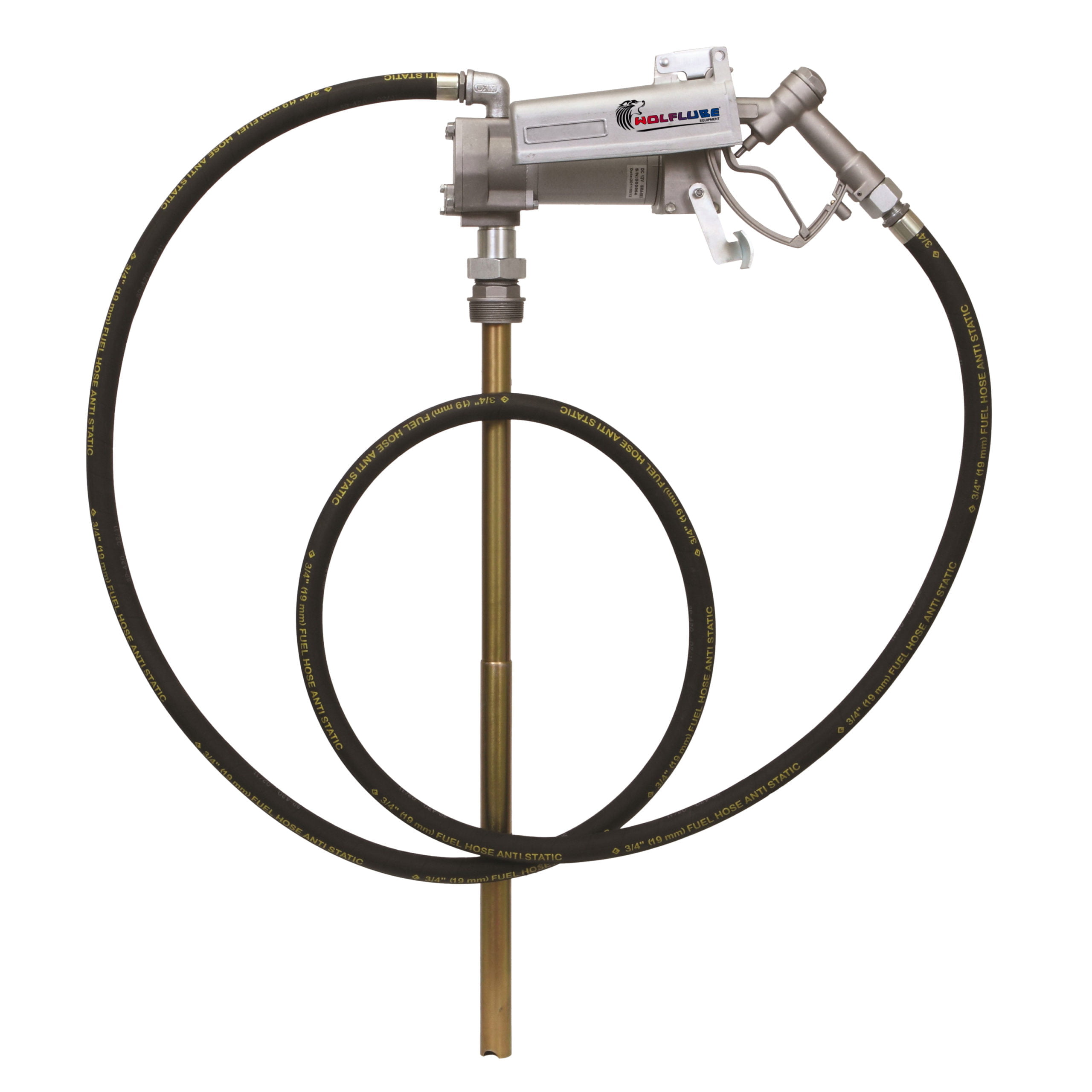 Fuel kit - 12V - 15 gpm - For Diesel and Gasoline - with Manual Nozzle, Hose and Down Tube