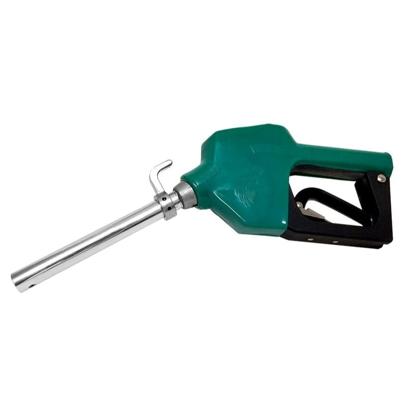 Automatic Fuel Nozzle - 1/2'' - Inlet 3/4'' NPT - Straight With Hook - Green - Up to 11 gpm