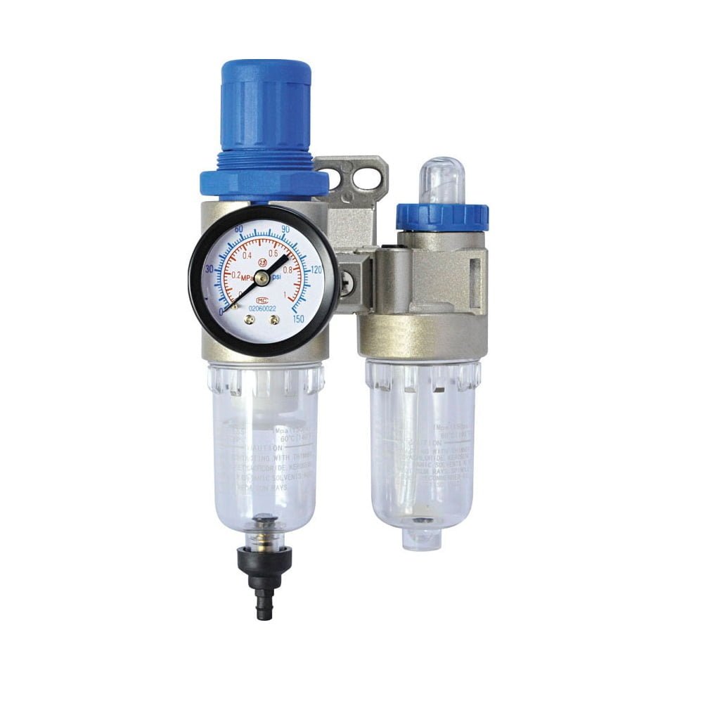 Filter Regulator and Lubricator - Plastic Bowl - 1/4'' - 145 PSI M.P - 16 CFM (110 gpm)