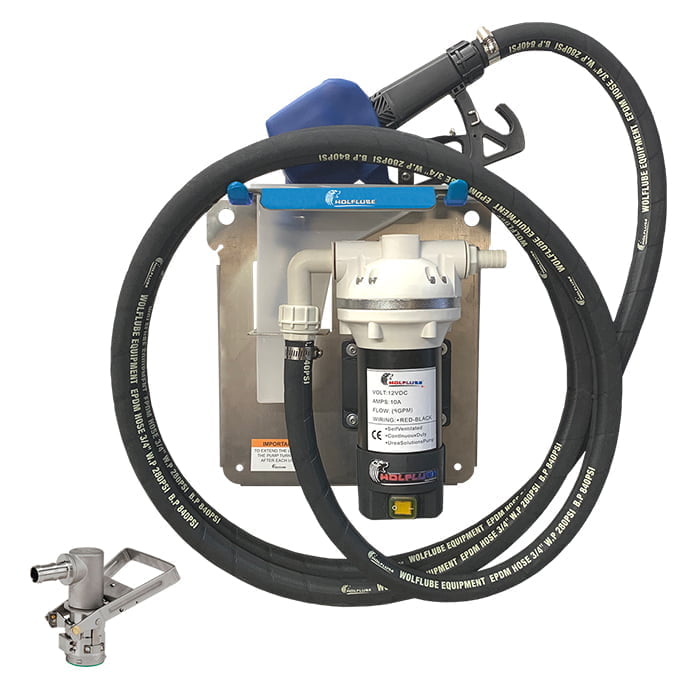 DEF Kit - 12V - For Totes - with Built-In Meter Nozzle + Hose + Suc. Valve
