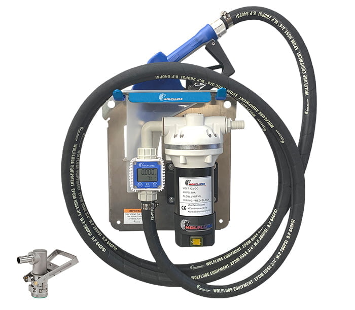 DEF Kit - 12V - For Totes - with Auto. SS/Plastic Nozzle + Hose + Digital Meter + Suc. Valve