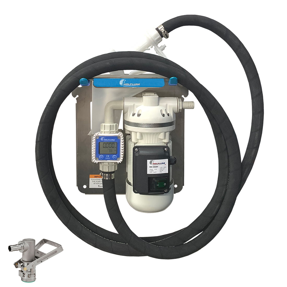 DEF Kit - 110V - For Totes - with Manual Nozzle + Hose + Digital Meter + Suc. Valve