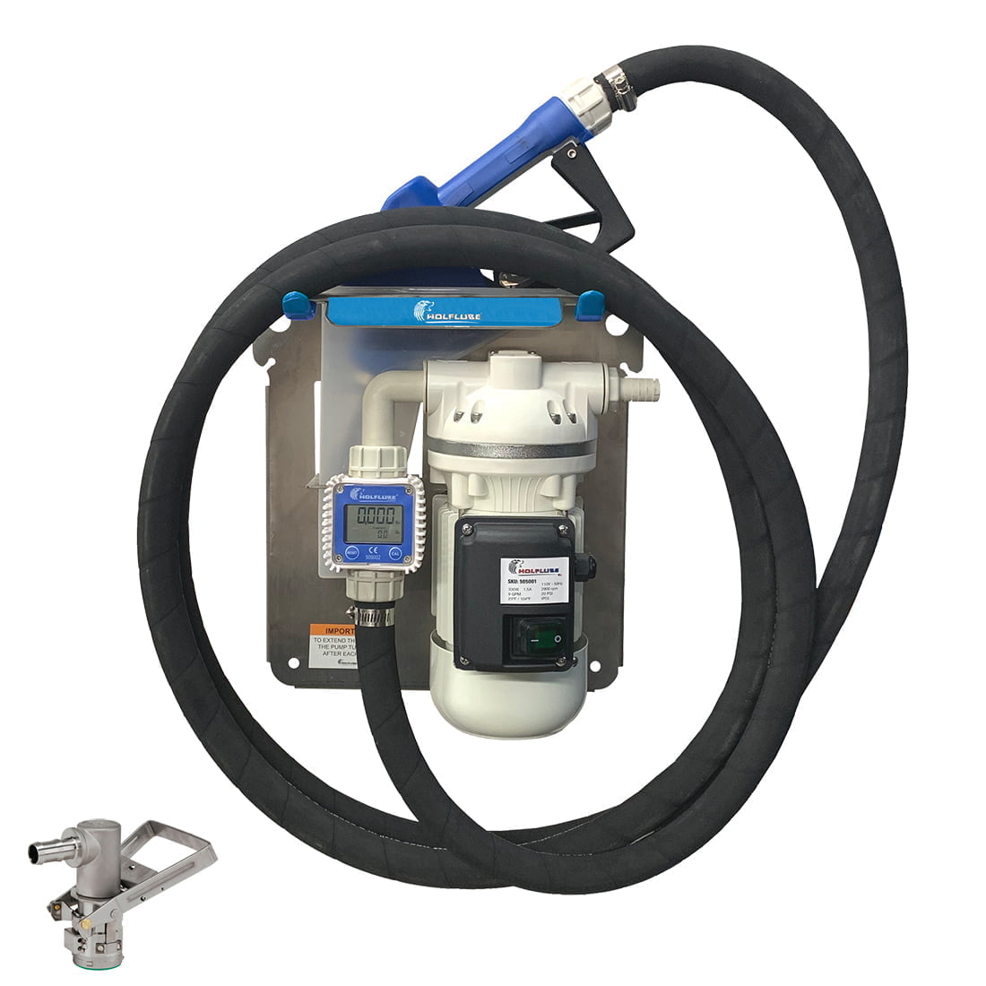 DEF Kit - 110V - For Totes - with Auto. SS/Plastic Nozzle + Hose + Meter + Suc. Valve