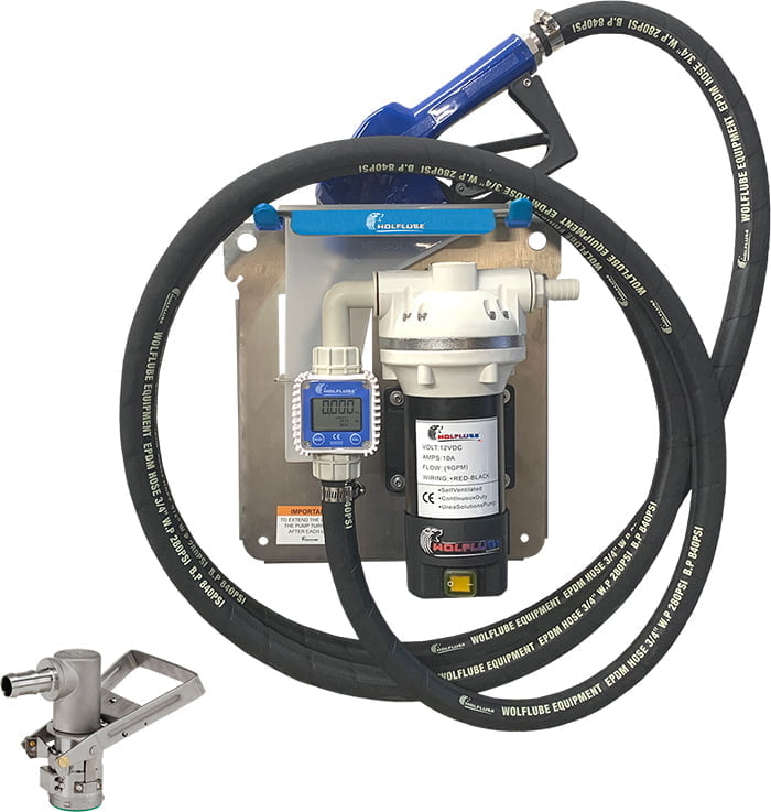 DEF Kit - 12V - For Totes - with Auto. Nozzle + Hose + Digital Meter + Suc. Valve