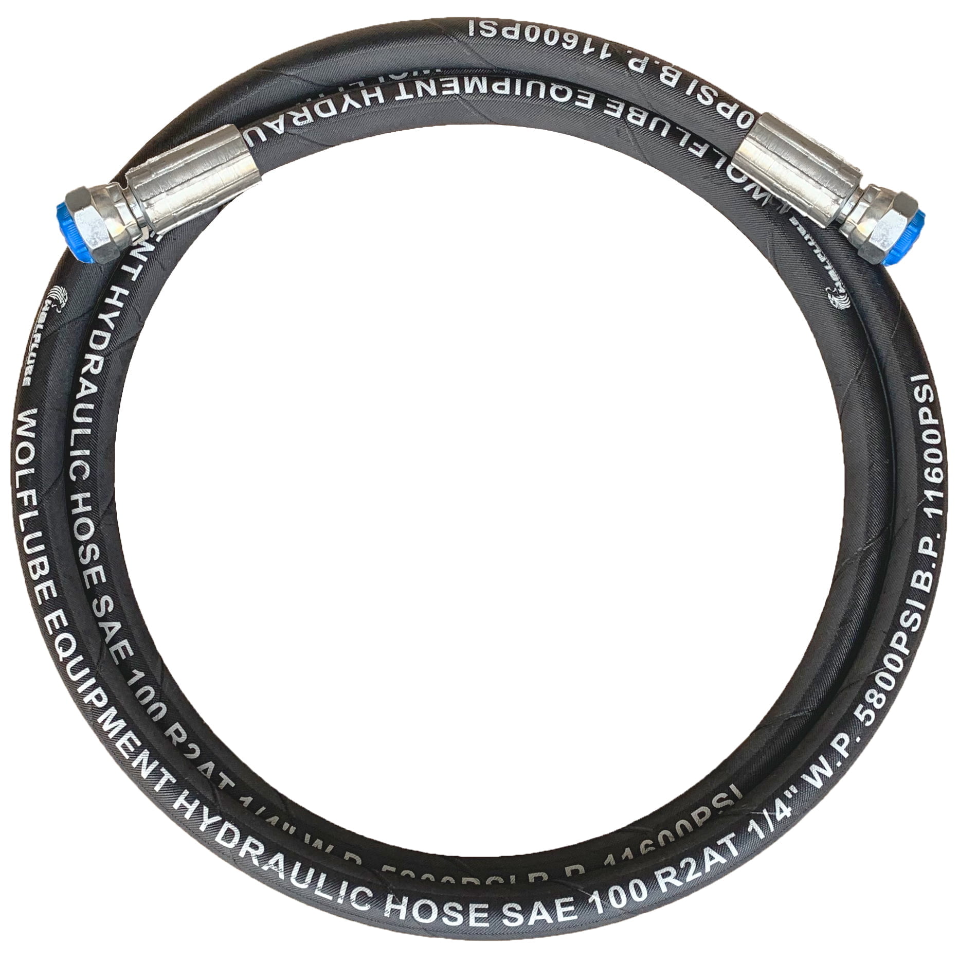 Hose Connection - Wolflube Hydraulic R2 - For Grease - 5800 PSI W.P - 1/4'' - 12' - NPT(f)1/4" x NPT(f)1/4"