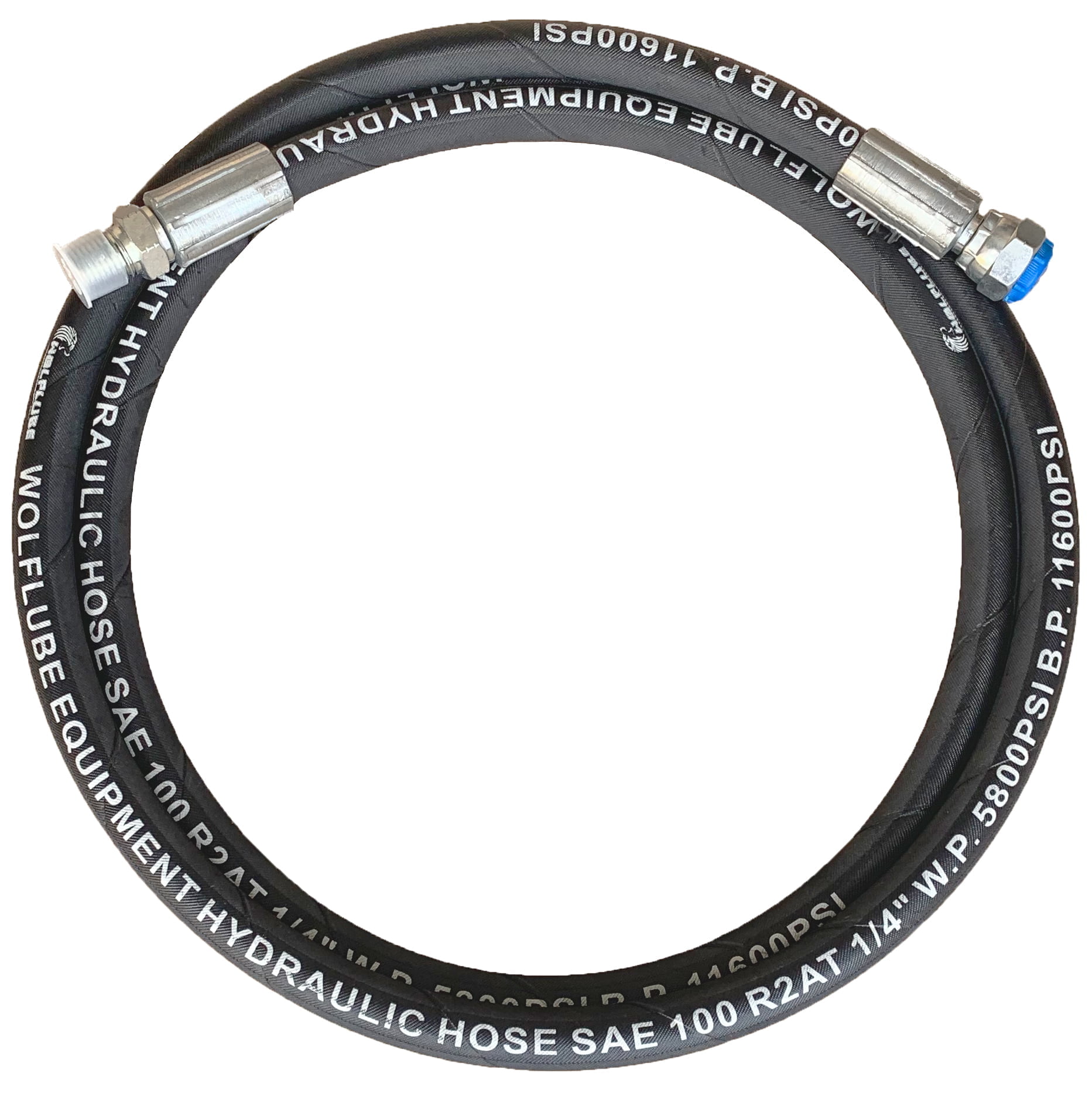 Hose - Wolflube Hydraulic R2 - For Grease - 5800 PSI W.P - 1/4'' - 50' - M1/4'' x F3/8"