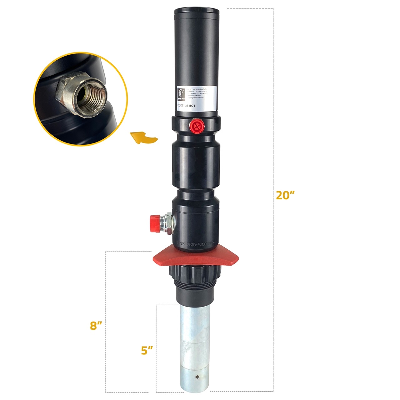 Air-Operated Oil Pump - 3:1 - Stub - Free Flow Rate 6.6 gpm - Image 6