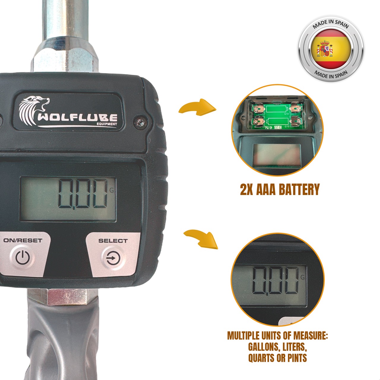 Wolflube Metered Oil Control Handle - High Flow 3/4in Oil Nozzle with Rigid Spout up to 18 gpm - Image 4